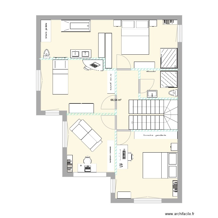 1er étage Villa la Turbie 2. Plan de 1 pièce et 67 m2
