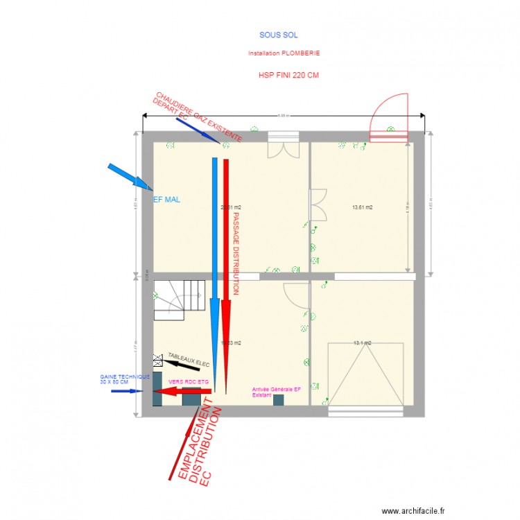 SOUS SOL SERDAL V1 PLOMBERIE JUILLET 16. Plan de 0 pièce et 0 m2