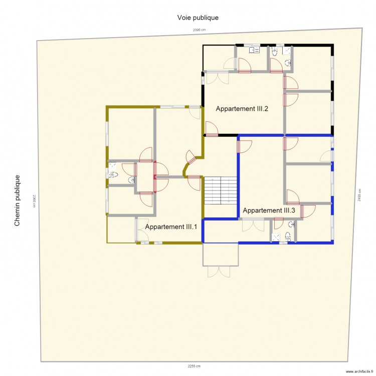 appartements INSS 2eme  etage. Plan de 20 pièces et 714 m2