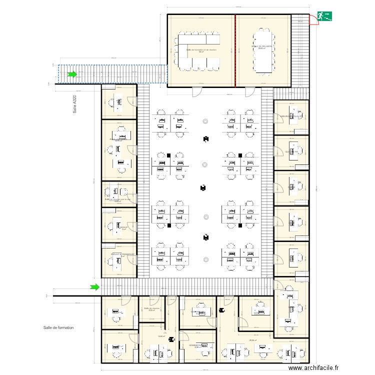 Open space V17. Plan de 21 pièces et 266 m2