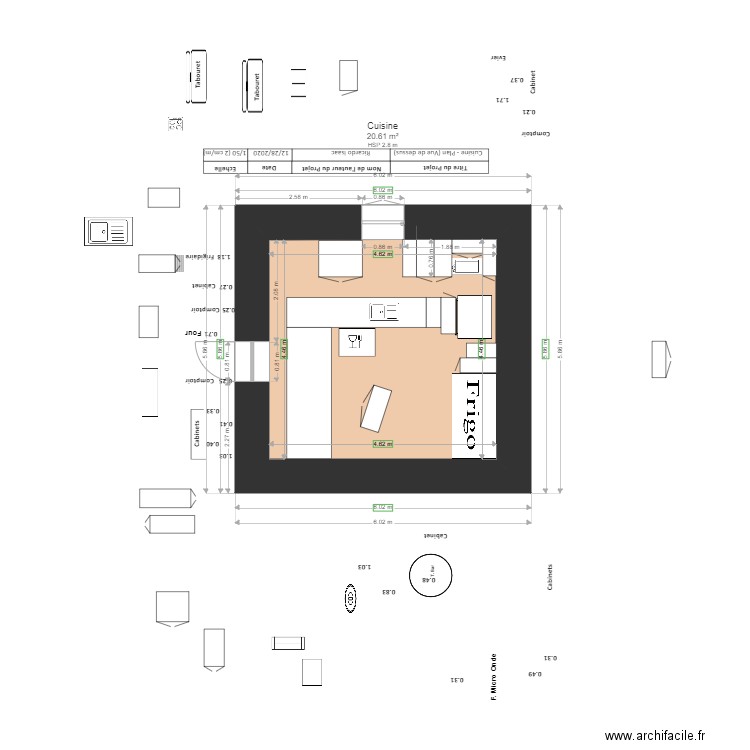 PLAN   CUISINE VUE DESSUS 7777777. Plan de 0 pièce et 0 m2