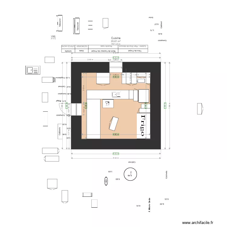 PLAN   CUISINE VUE DESSUS 7777777. Plan de 