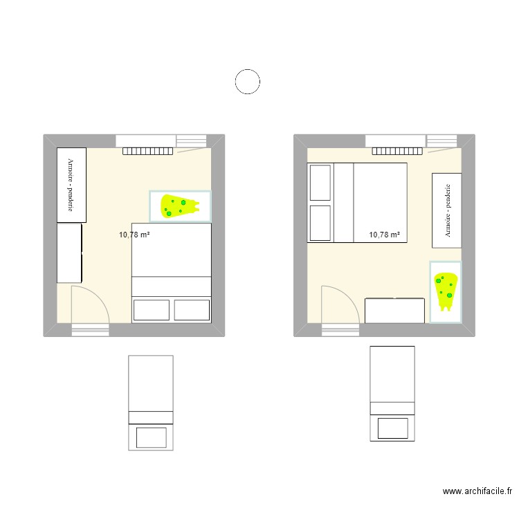 base. Plan de 2 pièces et 22 m2