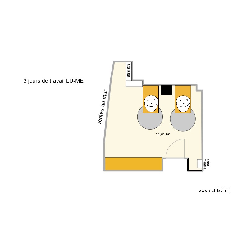 BB1 2022 devant light. Plan de 1 pièce et 15 m2