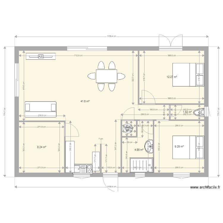 modèle 2 ou 3 chambres . Plan de 0 pièce et 0 m2