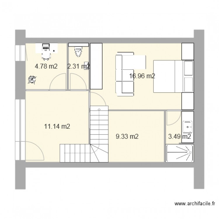 Rez de Jardin nuit. Plan de 0 pièce et 0 m2