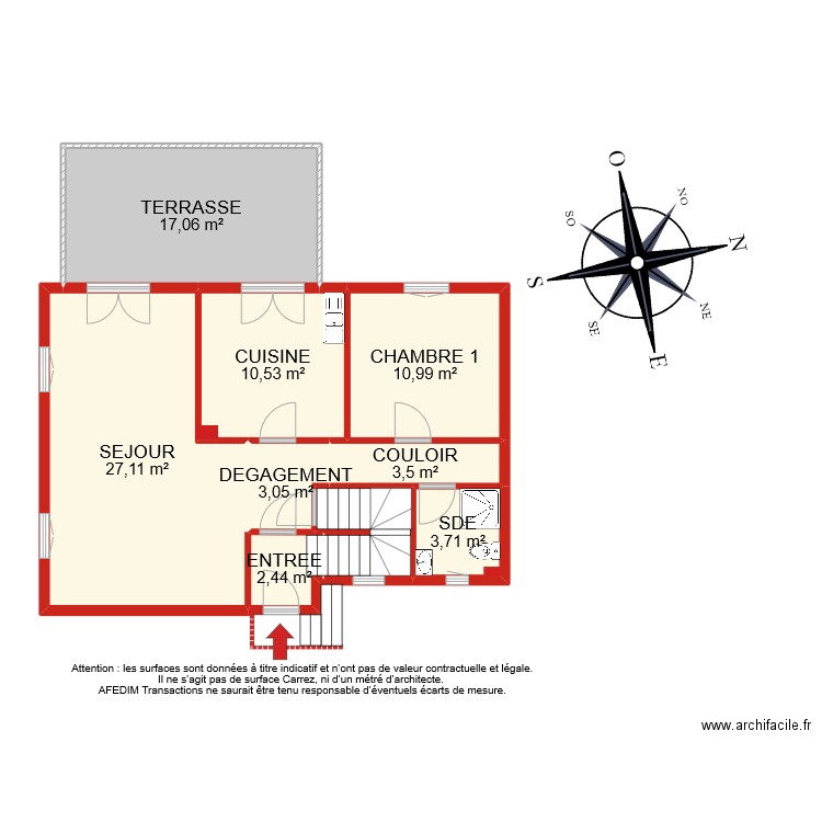 BI 10846 RDC. Plan de 9 pièces et 82 m2