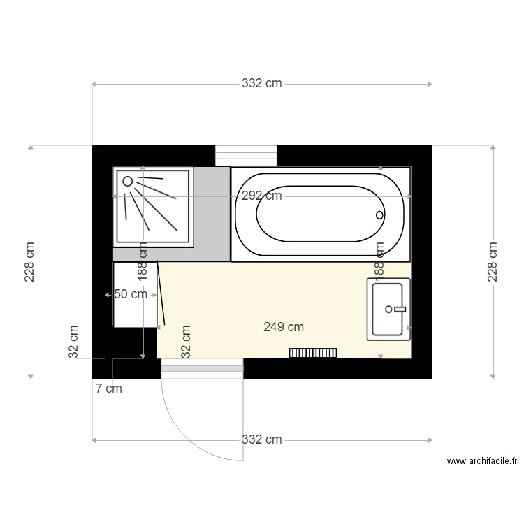 Salle de bain actuelle D. Plan de 0 pièce et 0 m2