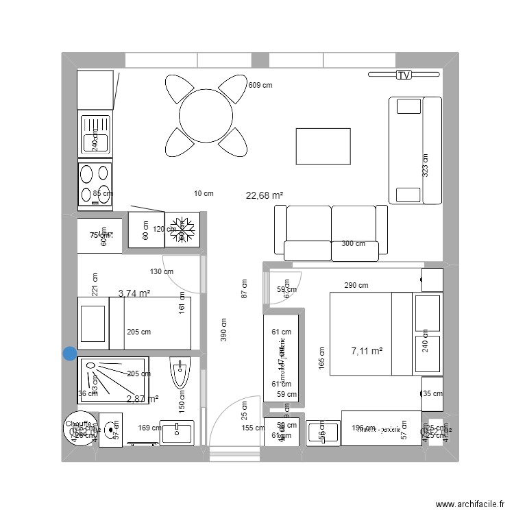 RPP 2 v2 SDB. Plan de 6 pièces et 37 m2