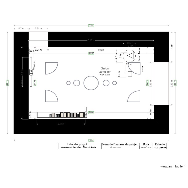 Agencement salon plan vue de de droite modifier. Plan de 0 pièce et 0 m2