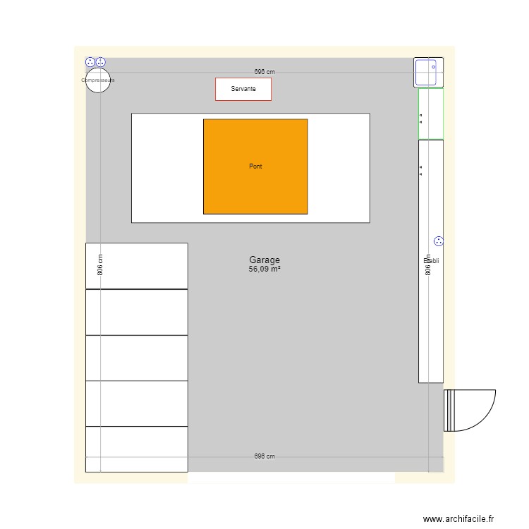 Aménagement garage V3. Plan de 1 pièce et 56 m2