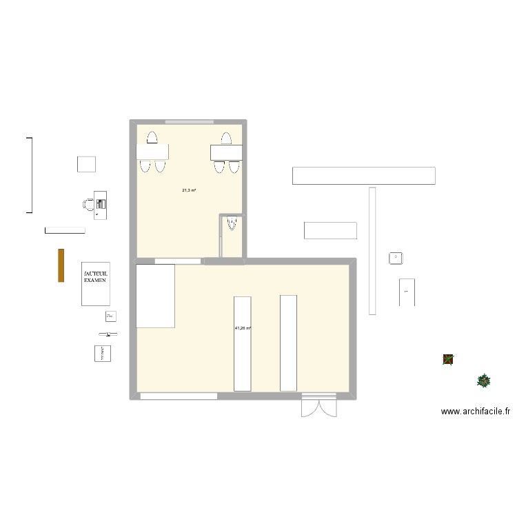 MAGASIN 6. Plan de 2 pièces et 63 m2