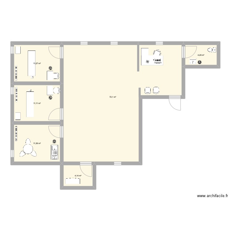 Cabinet. Plan de 6 pièces et 114 m2