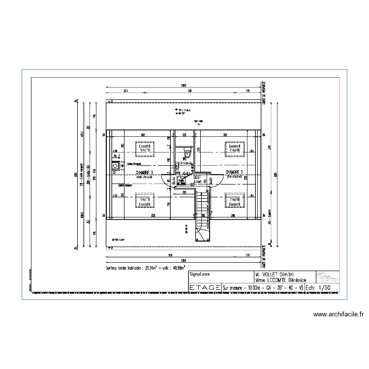 VOLLET HYDRAULIQUE ETAGE. Plan de 