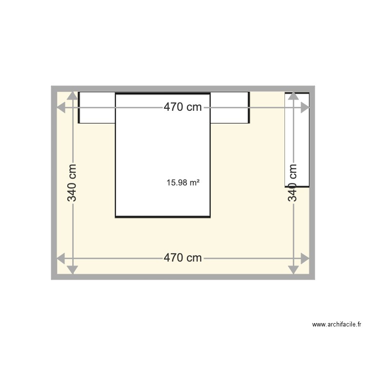 BUREAU. Plan de 1 pièce et 16 m2