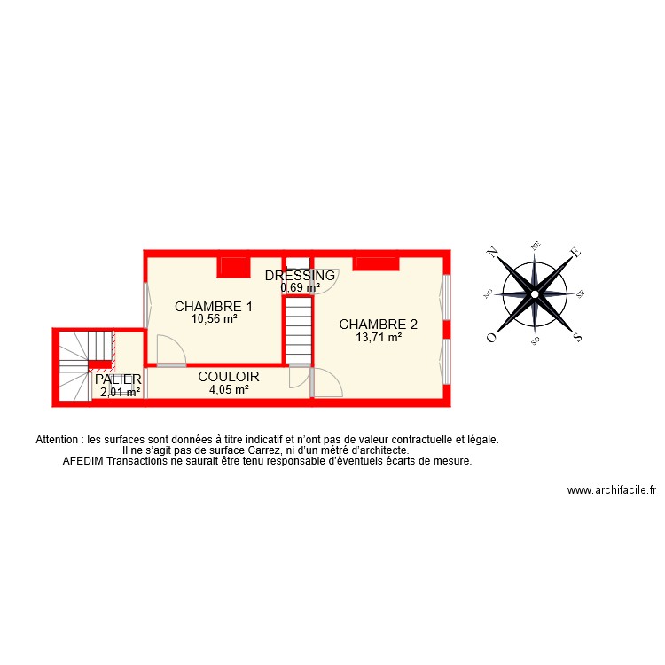 BI 7810 ETAGE . Plan de 9 pièces et 35 m2