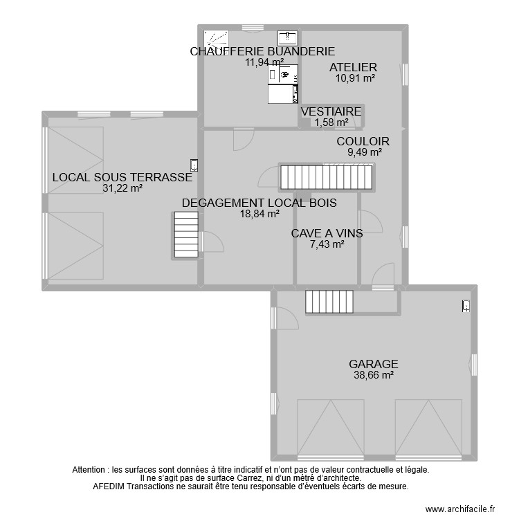 BI 11498 SOUS SOL. Plan de 11 pièces et 137 m2