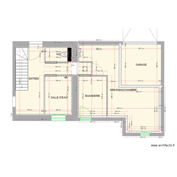 Aménagement cotes. Plan de 11 pièces et 48 m2