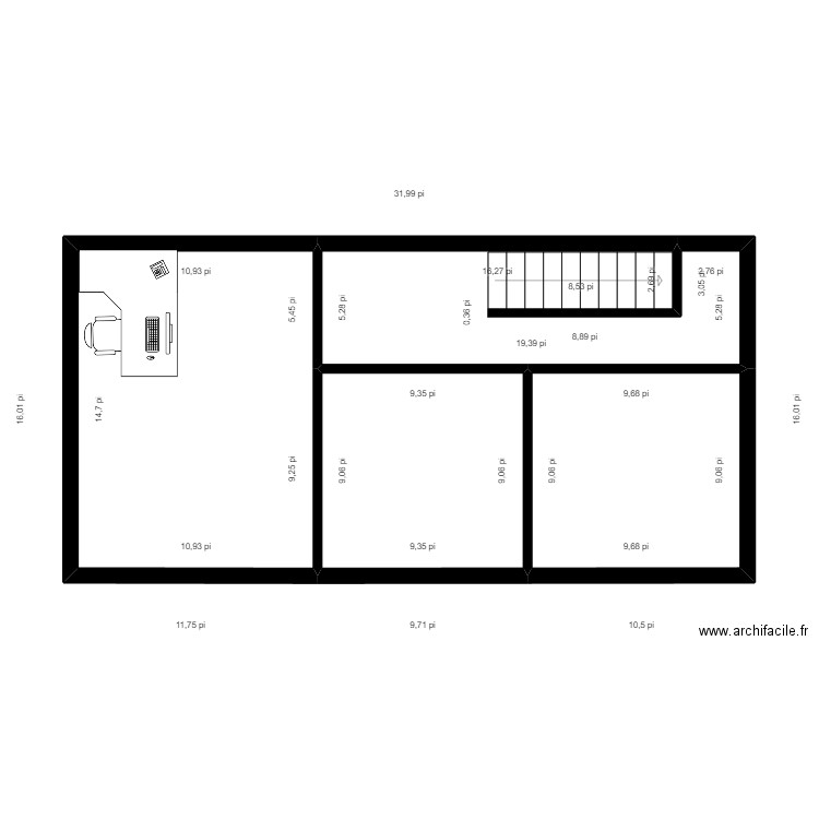 O,Bomsawin. Plan de 4 pièces et 40 m2