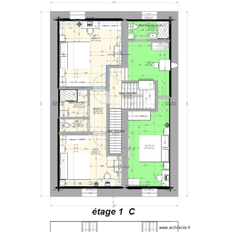 Luxeuil 1° Herriot C. Plan de 20 pièces et 71 m2