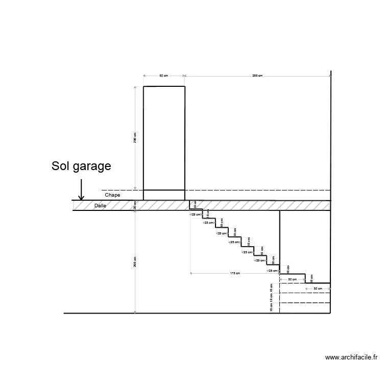 D&eacute;tail D Escalier sous sol. Plan de 