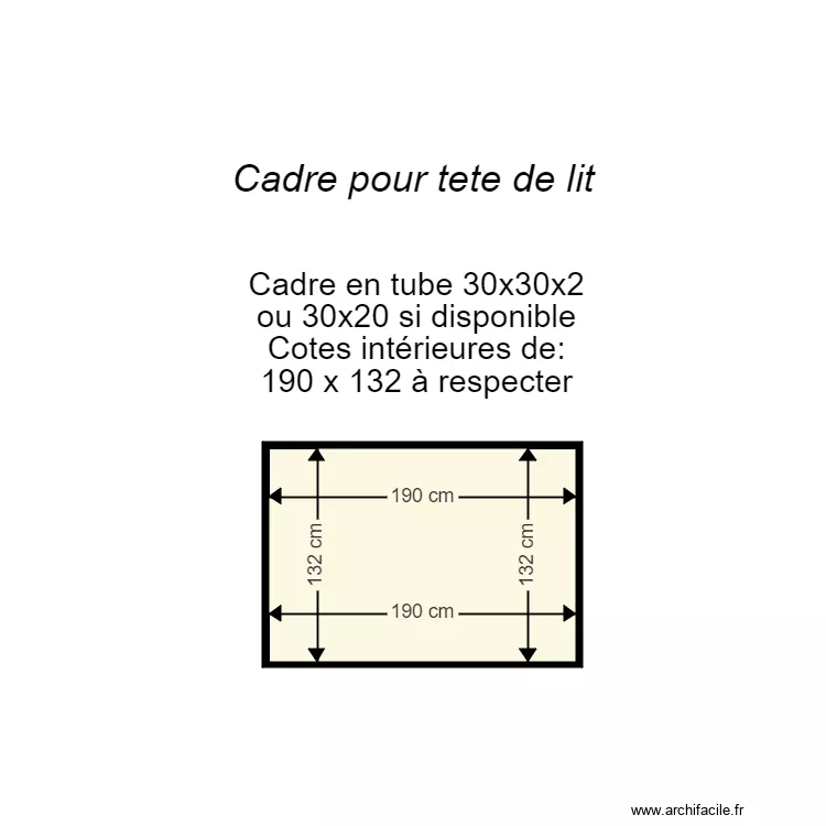 Tete de lit 200*140 détail cadre fer. Plan de Tete de lit 200*140 détail cadre fer. Plan de