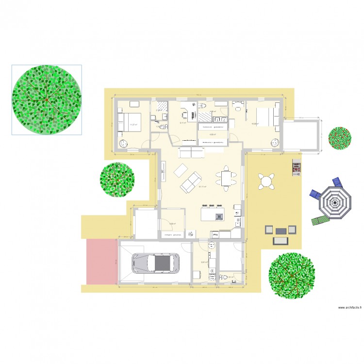 Maison T. Plan de 15 pièces et 153 m2