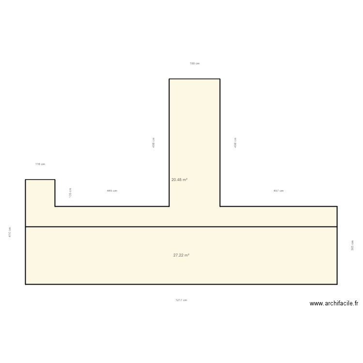 Bornichon mere pollestres. Plan de 2 pièces et 48 m2