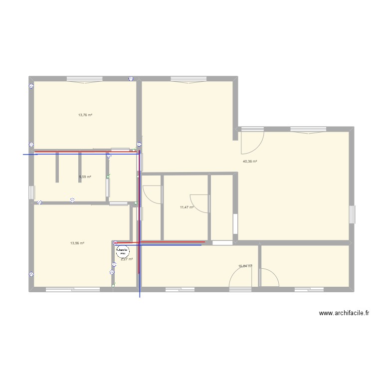 st eul. Plan de 7 pièces et 108 m2