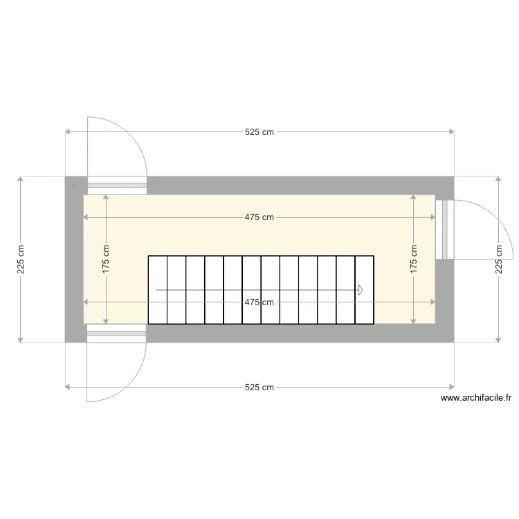 Palier escalier nu. Plan de 