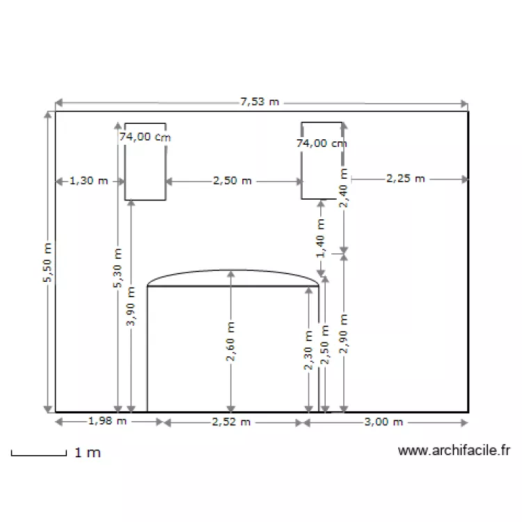 face sud. Plan de face sud. Plan de