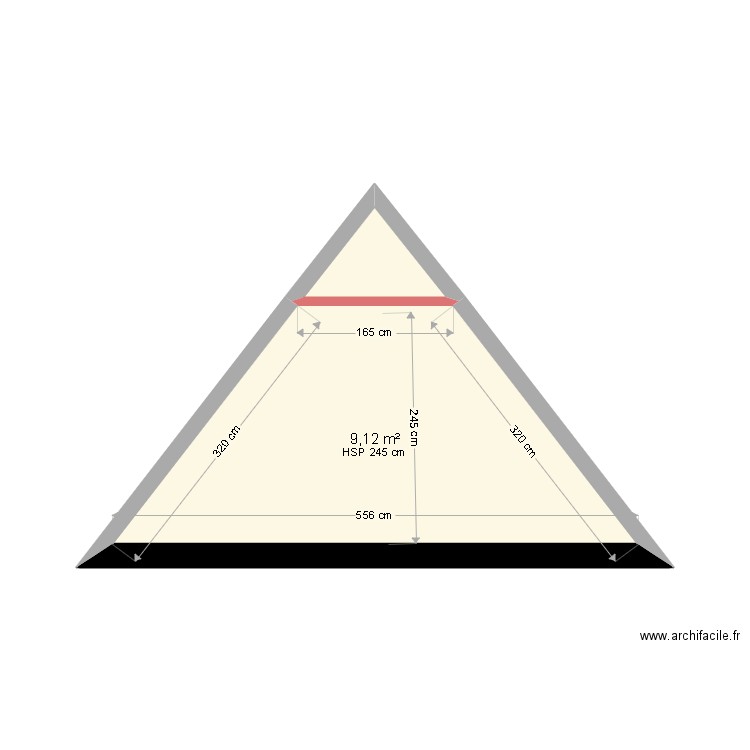 Vue profil 1 étage. Plan de 3 pièces et 19 m2