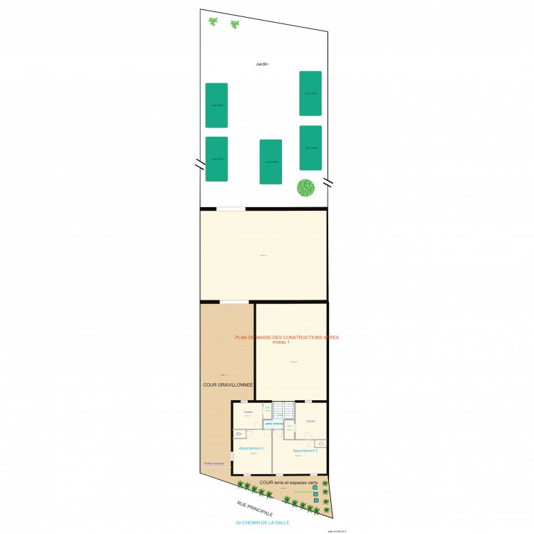 modifications envisagées 20 chemin de la salle miveau 1 sans garage. Plan de 0 pièce et 0 m2