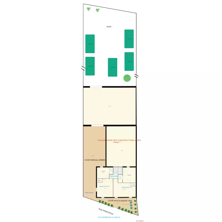 modifications envisag&eacute;es 20 chemin de la salle miveau 1 sans garage. Plan de 