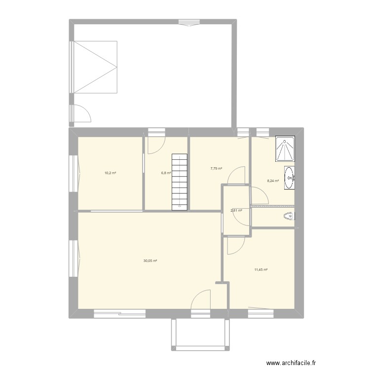 maison V3. Plan de 7 pièces et 77 m2