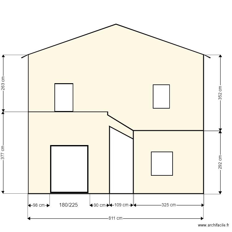 FACADE EST MARSON. Plan de 4 pièces et 57 m2