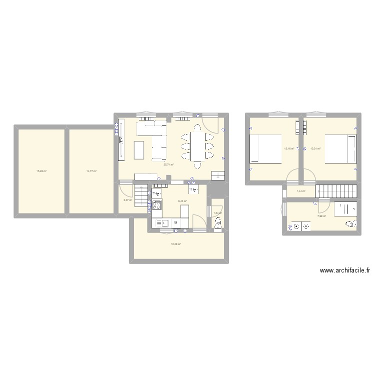 Maison Mito. Plan de 13 pièces et 118 m2
