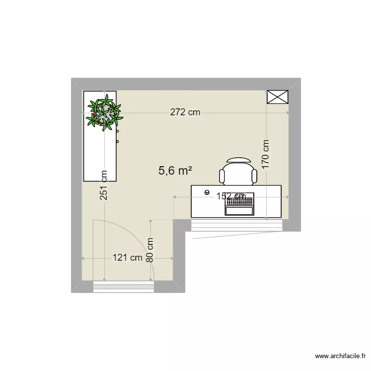 bureau maison 5.6 m&sup2;. Plan de 