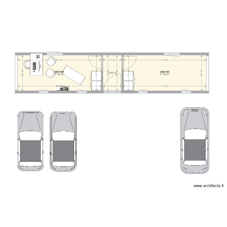 type 5 pro. Plan de 3 pièces et 25 m2