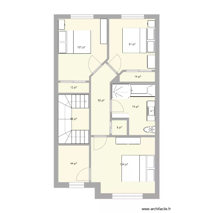 Maison de ville Traversée ÉTAGE. Plan de Maison de ville Traversée ÉTAGE. Plan de