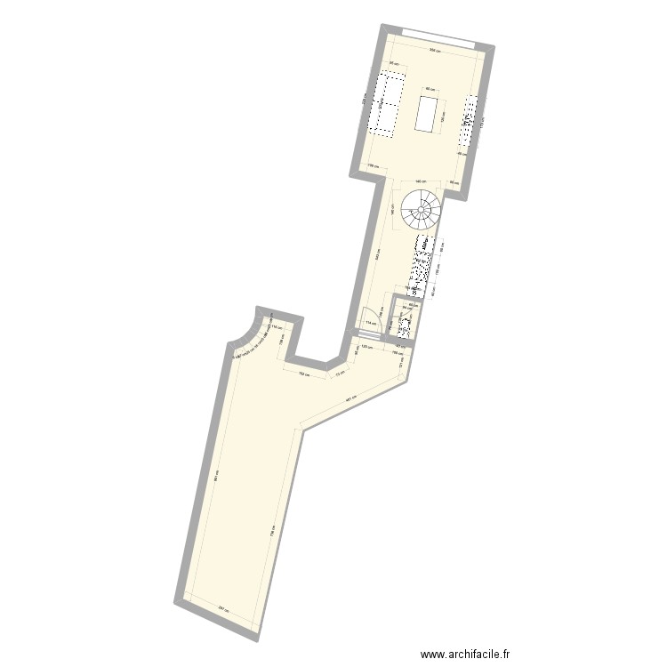 Lamarck - Plan RDC. Plan de 3 pièces et 66 m2