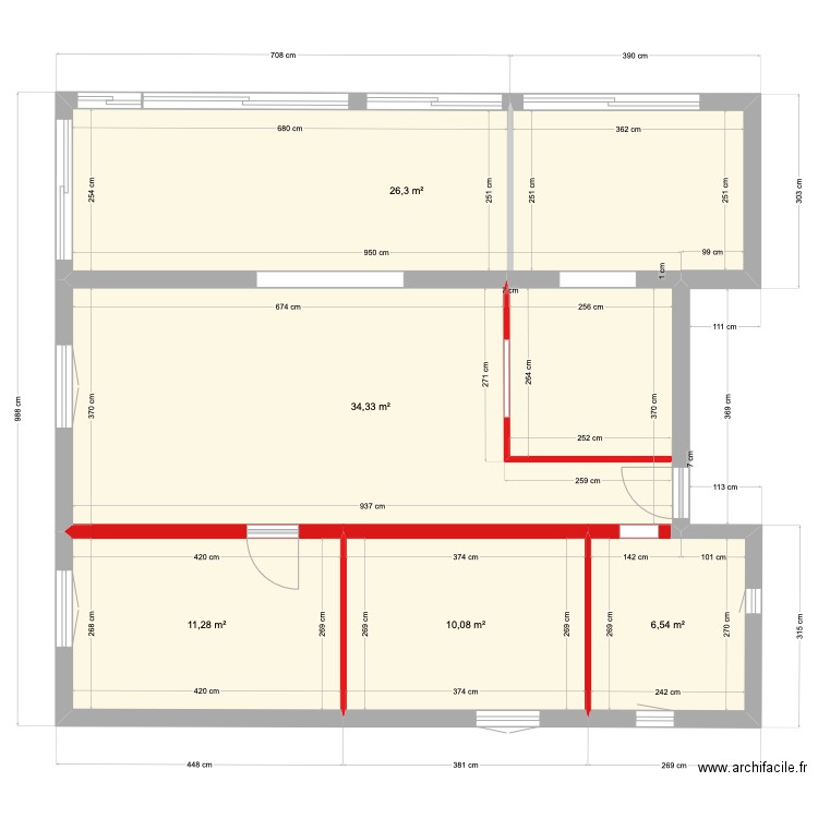 plan 4. Plan de 5 pièces et 89 m2