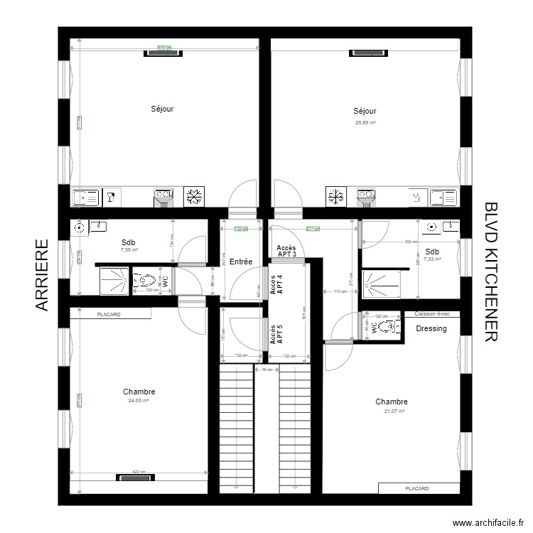PLAN APT 3 4 et 5 prop 1. Plan de 0 pièce et 0 m2