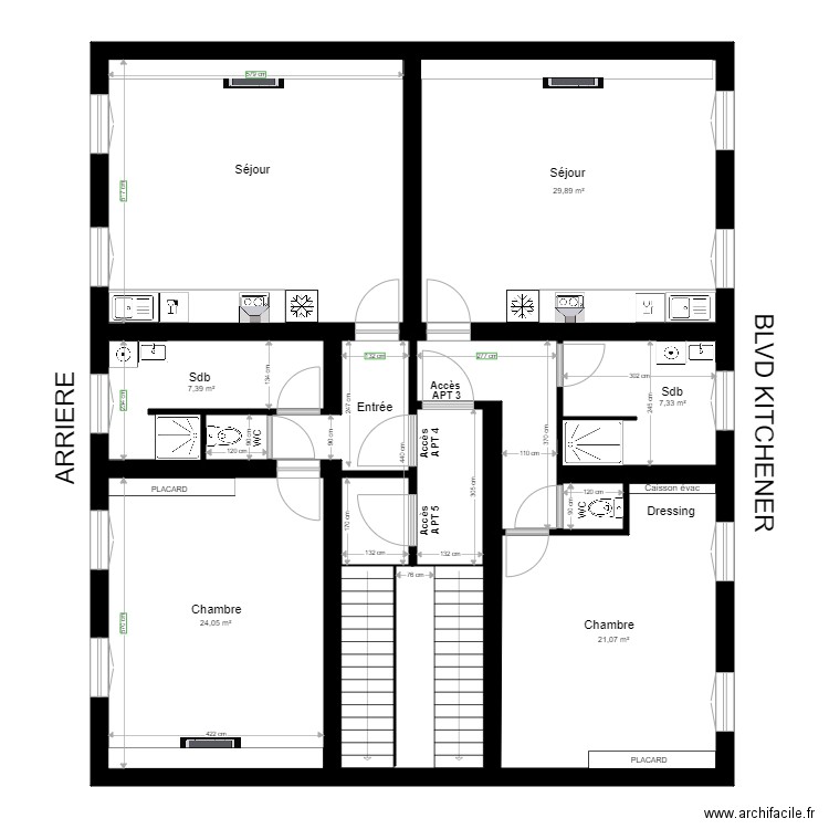 PLAN APT 3 4 et 5 prop 1. Plan de 11 pièces et 150 m2