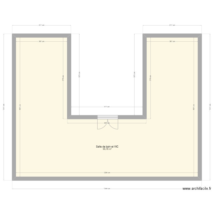 toilette florian. Plan de 1 pièce et 96 m2