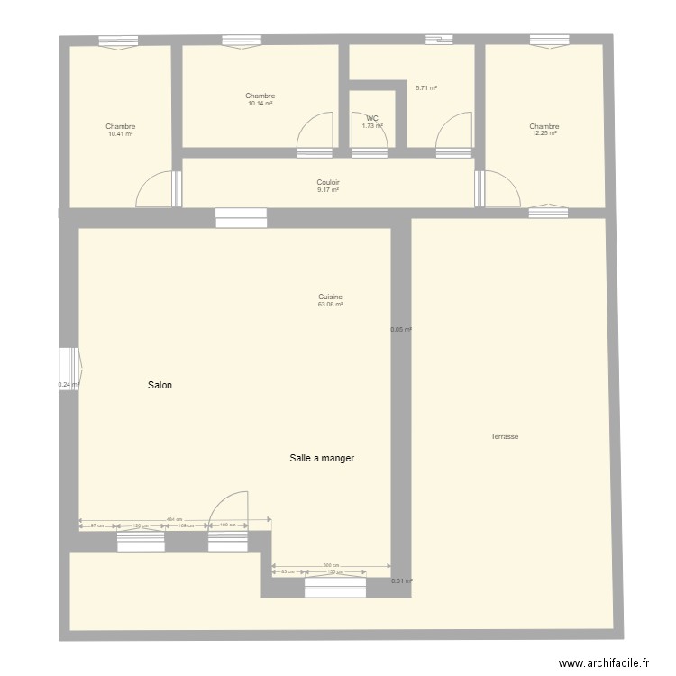 Etage après modification. Plan de 0 pièce et 0 m2