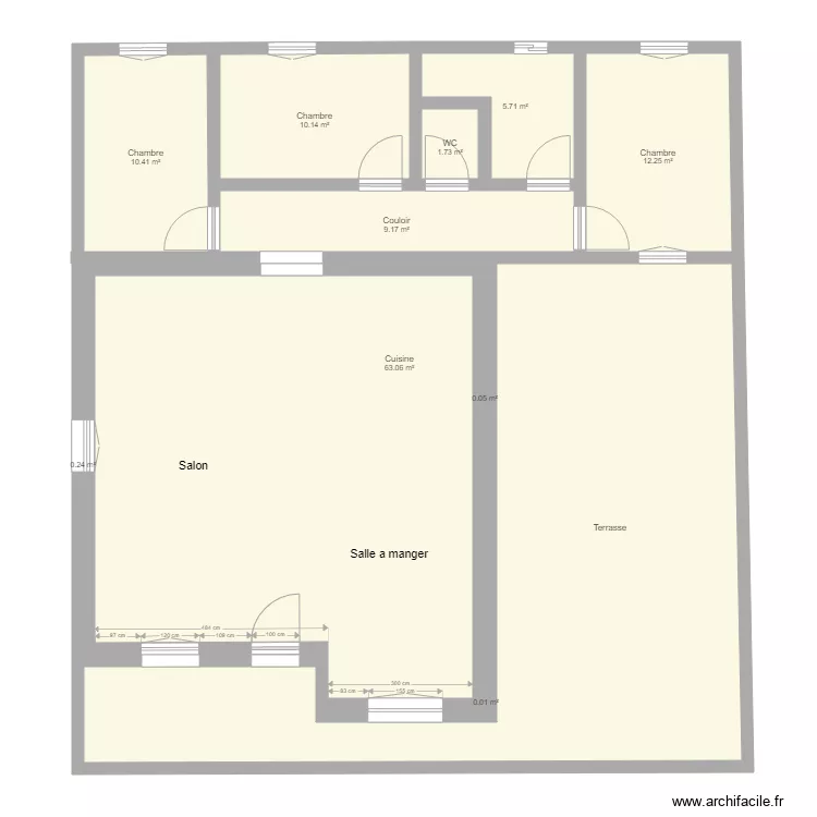 Etage apr&egrave;s modification. Plan de 