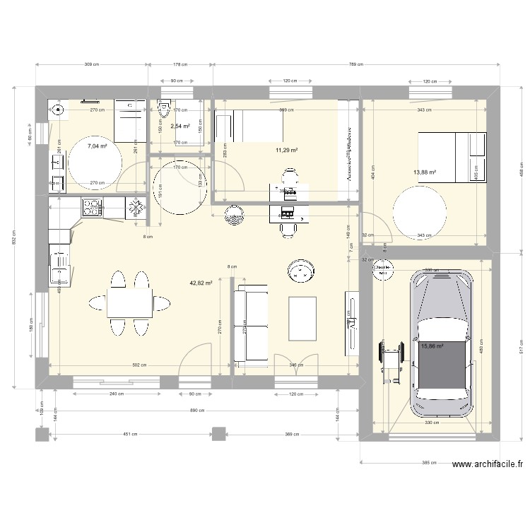 plan de niveau limoux. Plan de 6 pièces et 93 m2