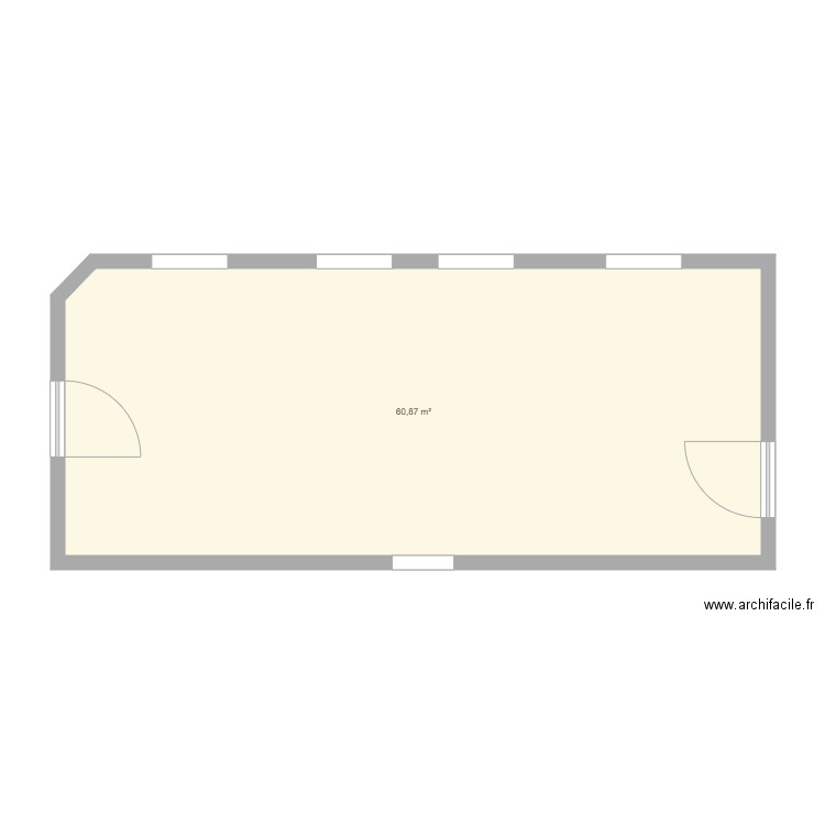 enclos extension. Plan de 1 pièce et 61 m2