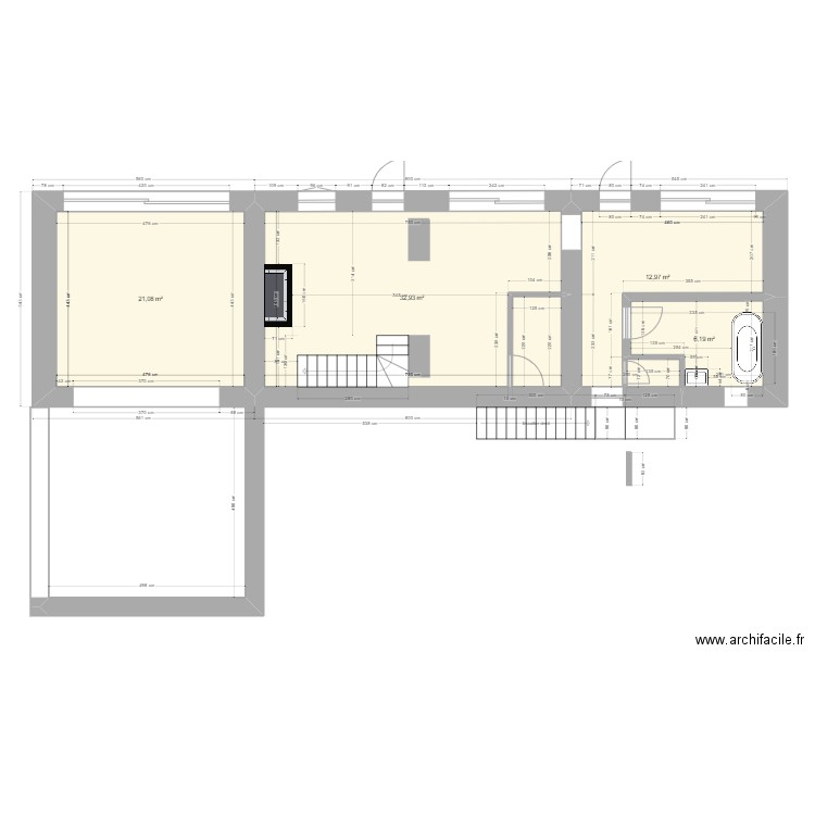 plan de base 1 + mur interieur. Plan de 10 pièces et 186 m2